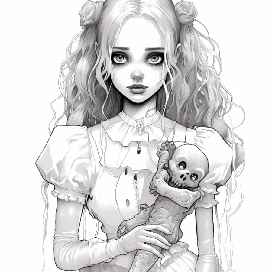 20 page 'Horror Doll' colouring book