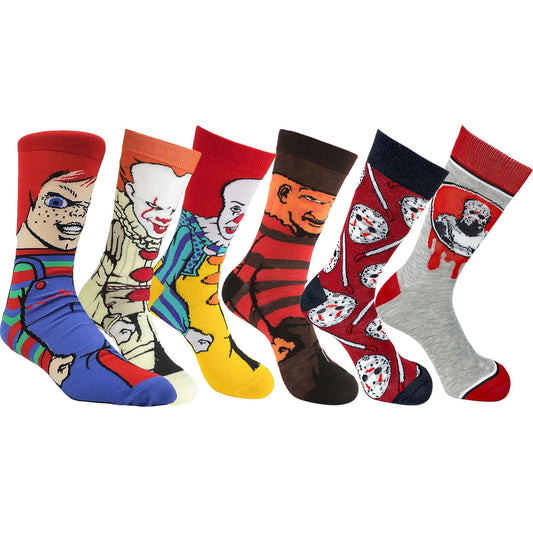 6 Pairs of Men's Horror Themed Socks