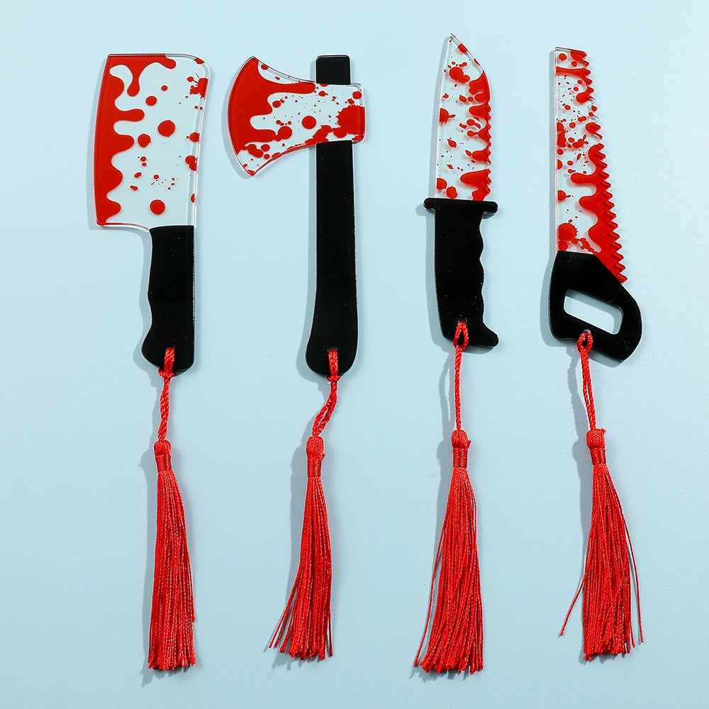 Bloody Knife Clear Acrylic Bookmark (1pcs) with Tassel