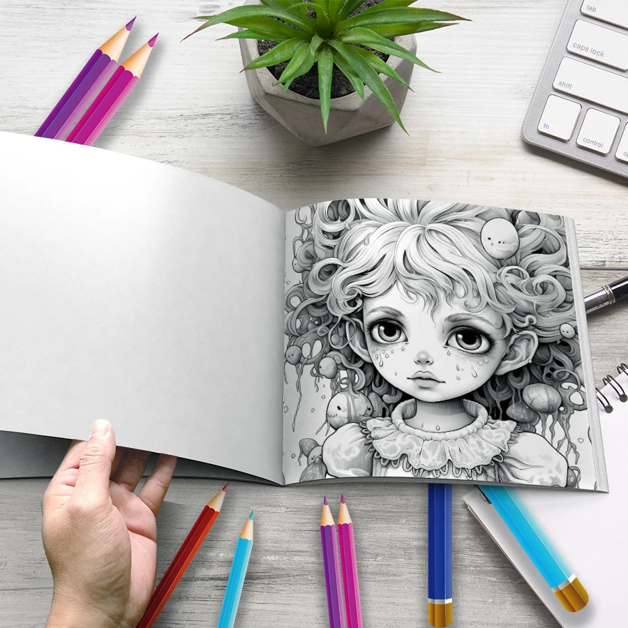 20 page 'Horror Doll' colouring book