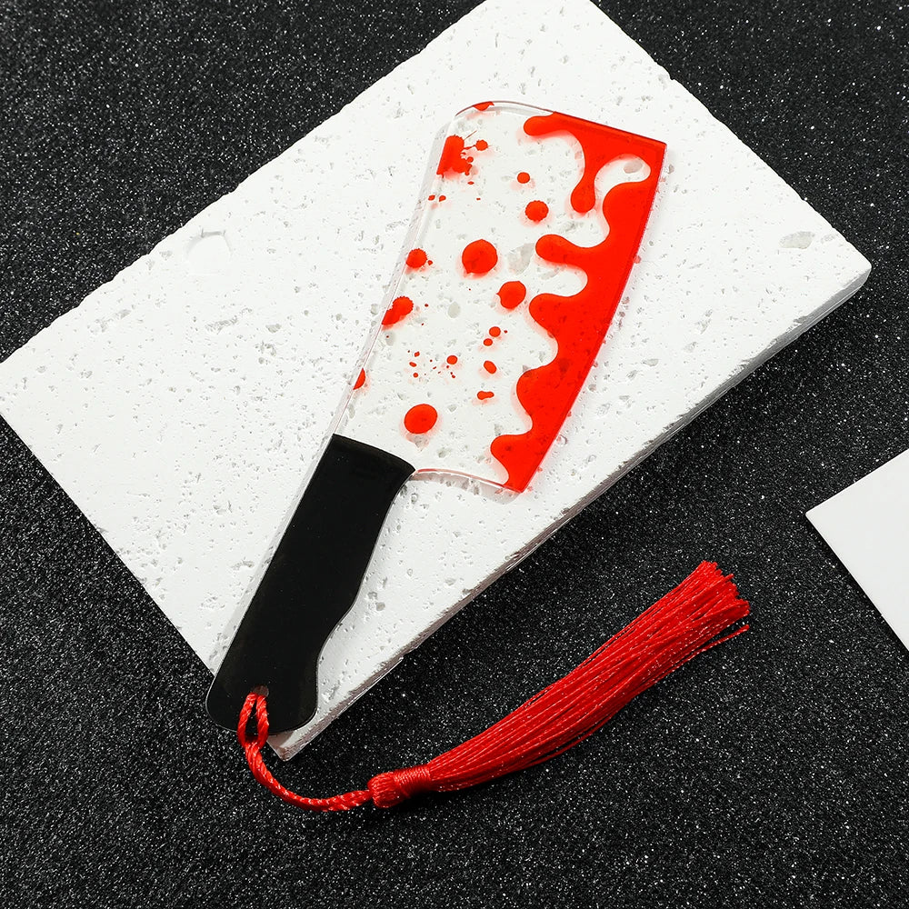 Bloody Knife Clear Acrylic Bookmark (1pcs) with Tassel