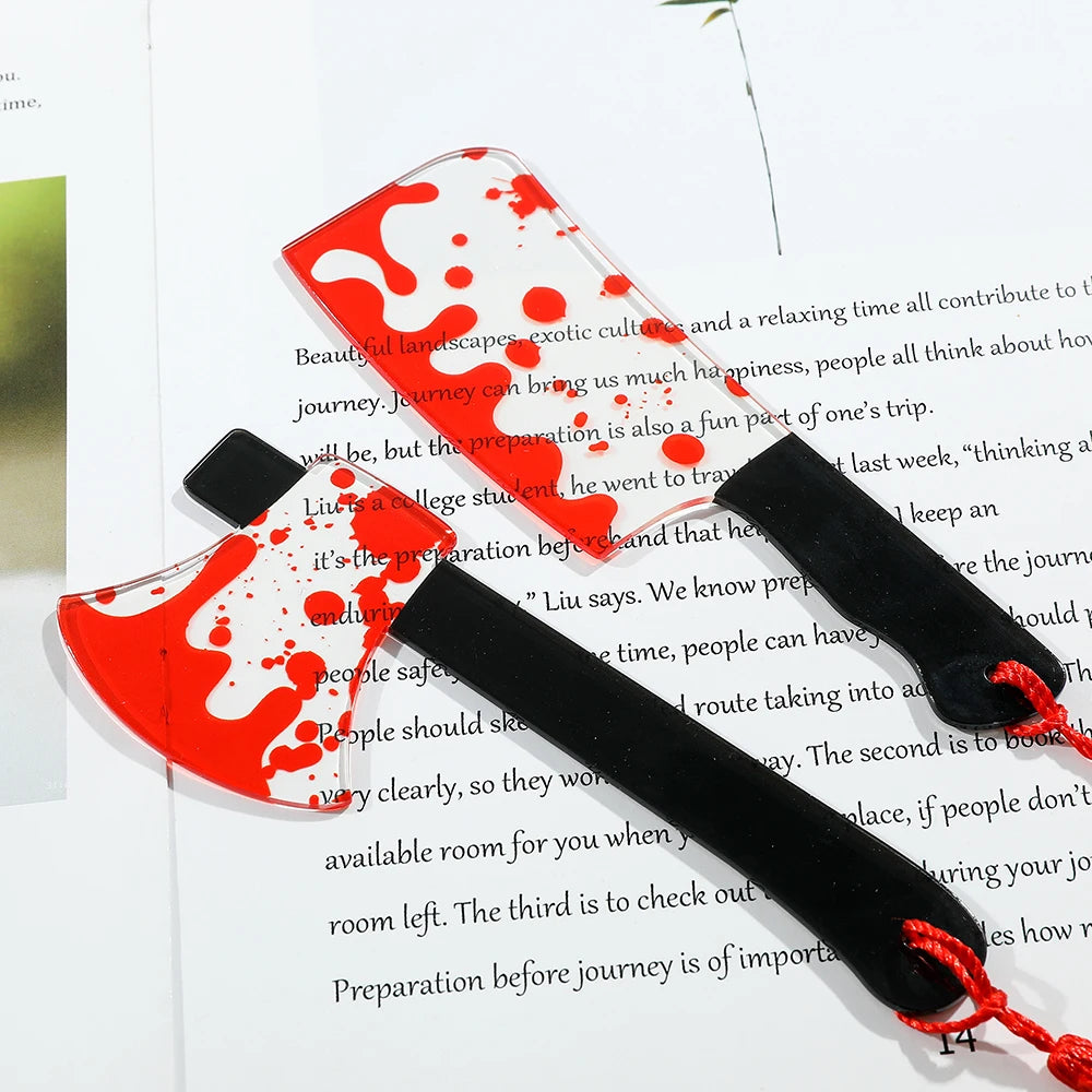 Bloody Knife Clear Acrylic Bookmark (1pcs) with Tassel