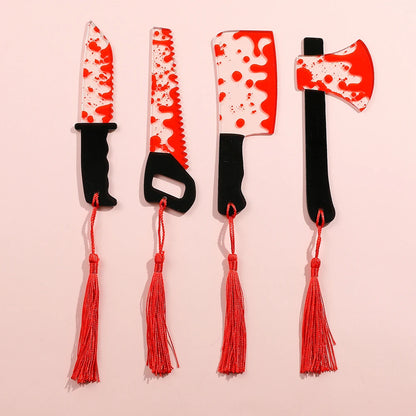 Bloody Knife Clear Acrylic Bookmark (1pcs) with Tassel