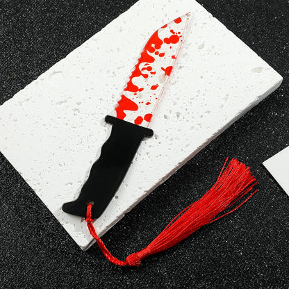 Bloody Knife Clear Acrylic Bookmark (1pcs) with Tassel