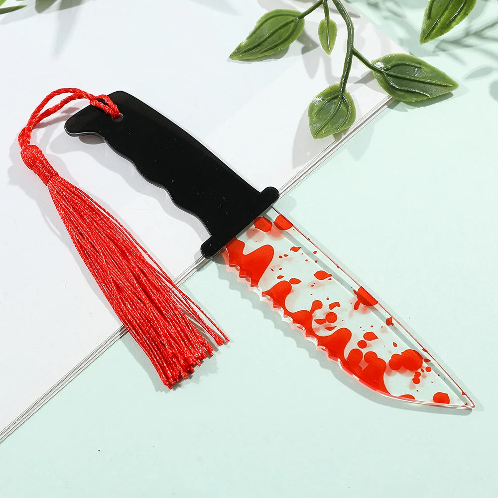 Bloody Knife Clear Acrylic Bookmark (1pcs) with Tassel