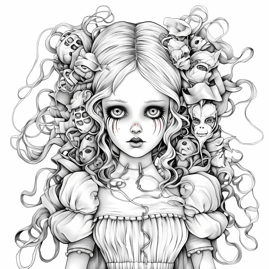 20 page 'Horror Doll' colouring book