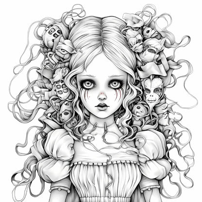 20 page 'Horror Doll' colouring book