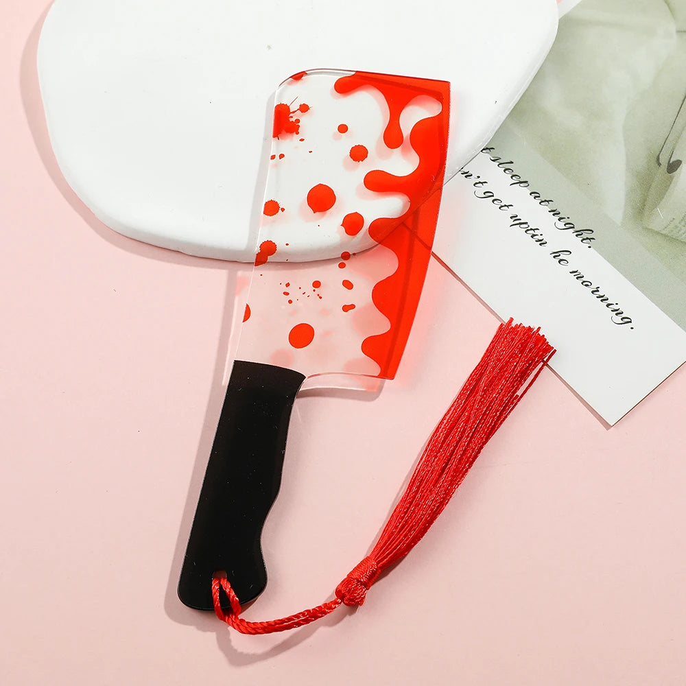 Bloody Knife Clear Acrylic Bookmark (1pcs) with Tassel