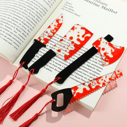 Bloody Knife Clear Acrylic Bookmark (1pcs) with Tassel