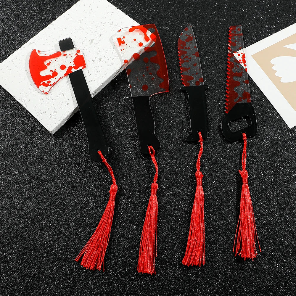 Bloody Knife Clear Acrylic Bookmark (1pcs) with Tassel