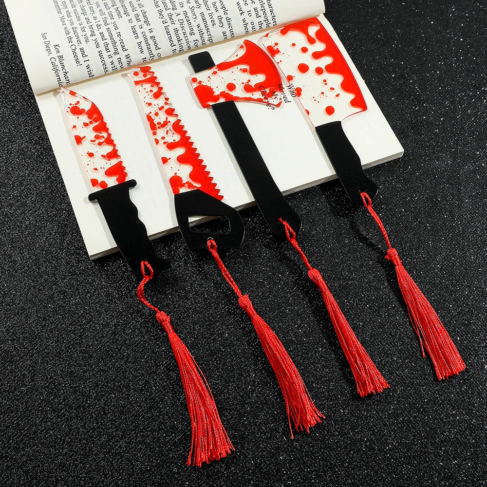 Bloody Knife Clear Acrylic Bookmark (1pcs) with Tassel